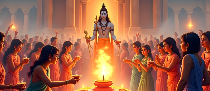 girls-gathered-lord-shiva-pooja